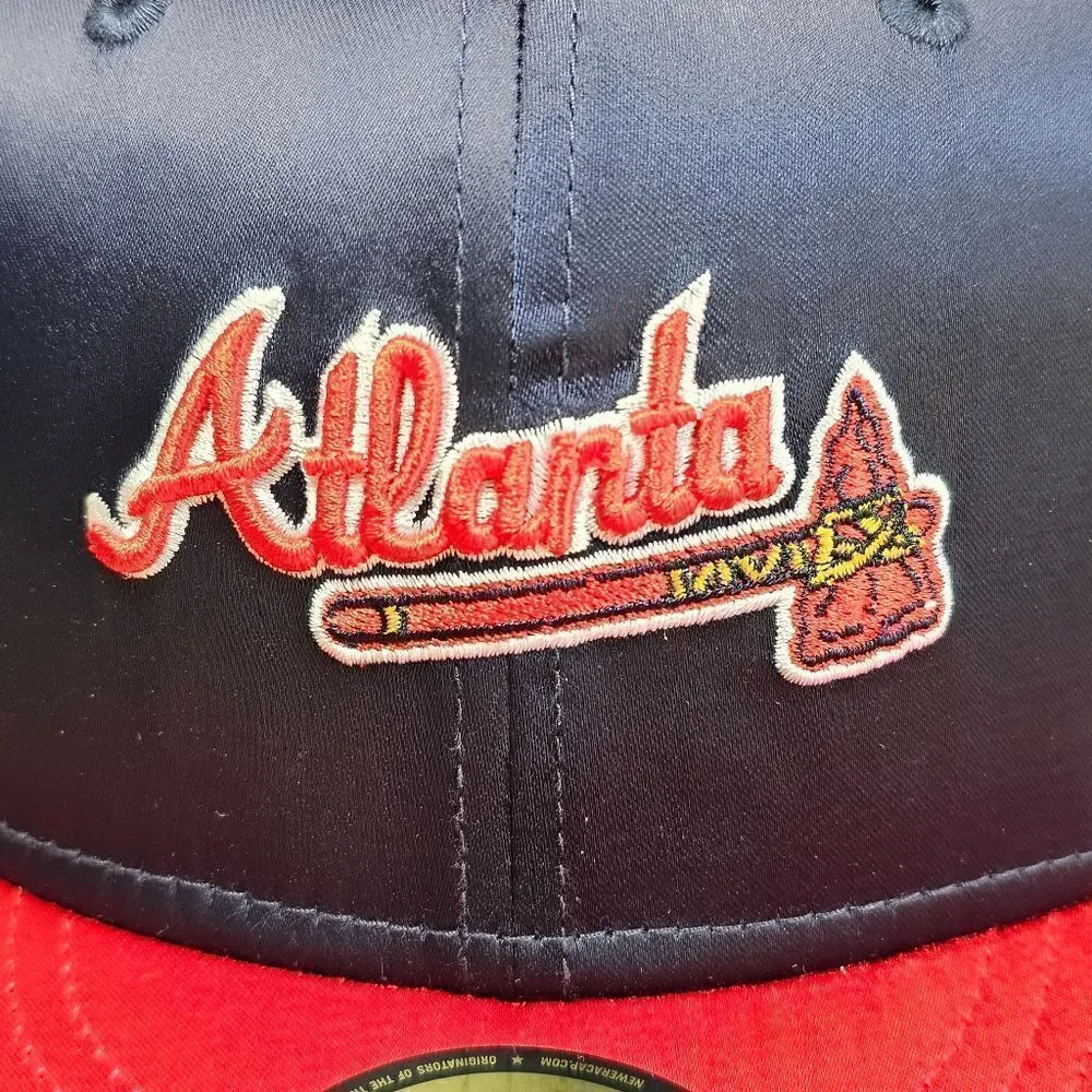 Atlanta Braves New Era 150th Anniversary Hat 59FIFTY Satin Navy Blue Red Limited
